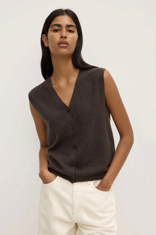 Lara Cashmere Knit Tank Ganache