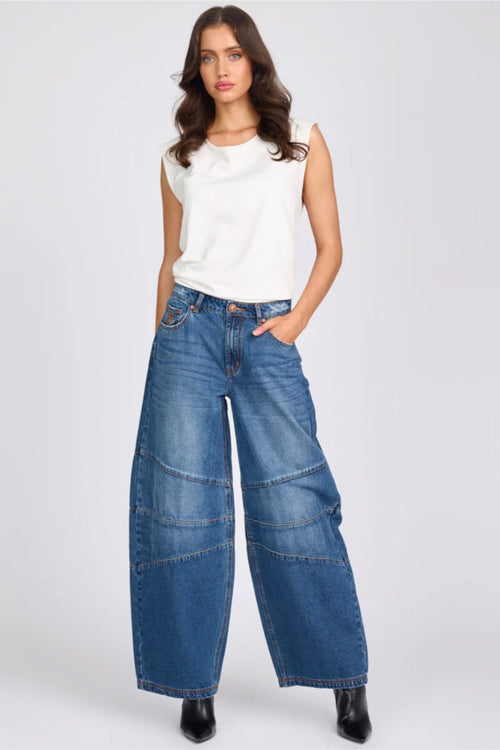 Barrel Mid Waist Jeans Deep Pacifica Blue