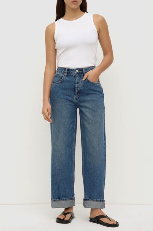 Oversized High Rise Jean Dark Indigo Fade