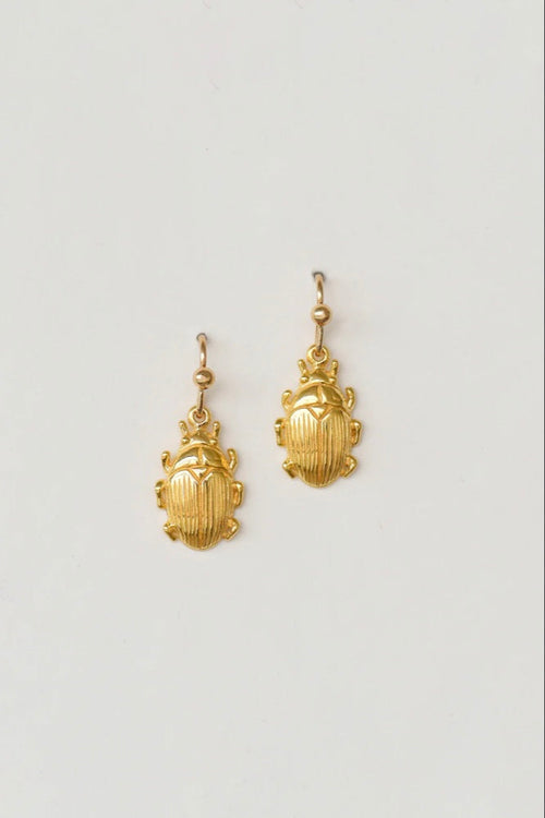 Mini Scarab Earrings Gold