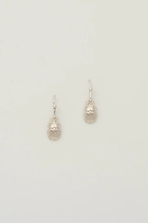 Mini Scarab Earrings Silver