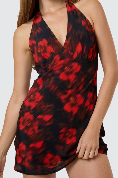 Lucky For You Floral Mini Dress Redwood