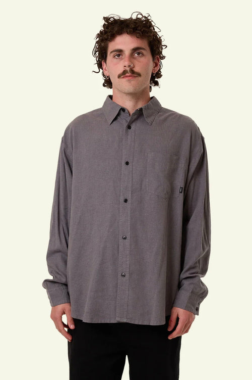 Hemp Thrills Oversize Long Sleeve Shirt Grey Ash