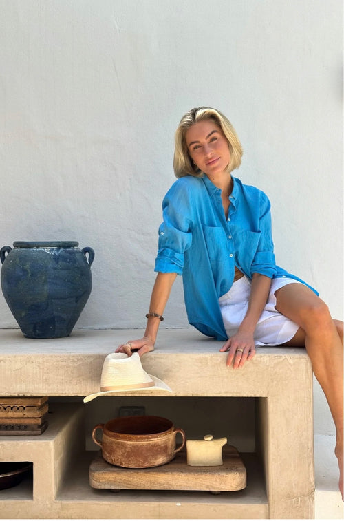 Boyfriend Linen Shirt Reef Blue