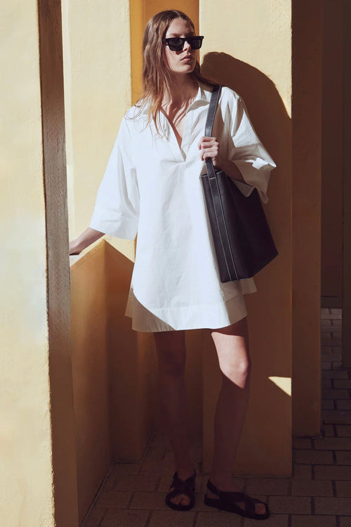 Claire Mini Shirt Dress White