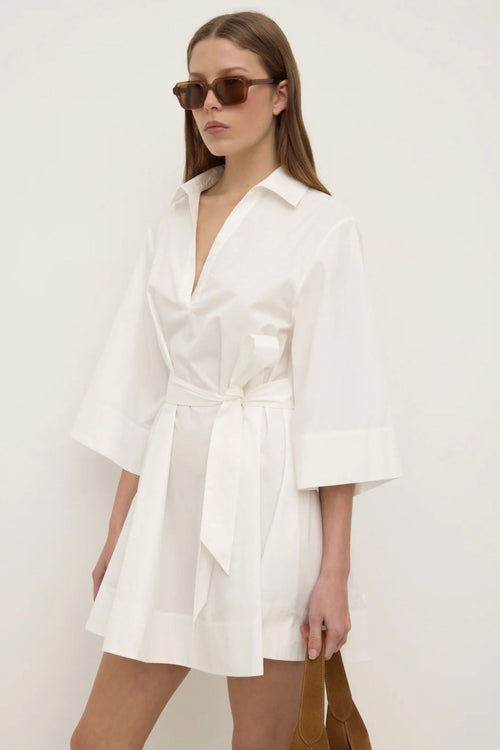 Claire Mini Shirt Dress White