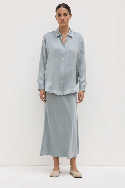 Pippa Silk Long Sleeve Shirt Cloud