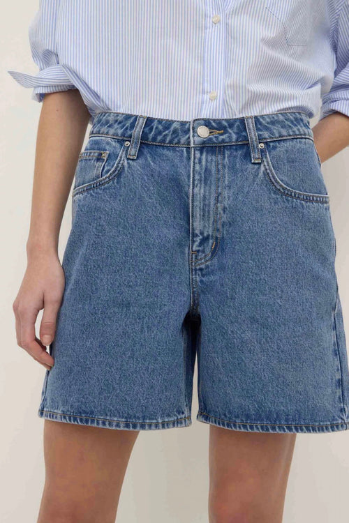 Mid Rise Vintage Denim Short Dark Stone