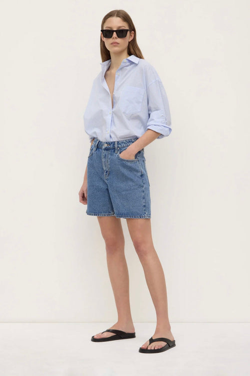 Mid Rise Vintage Denim Short Dark Stone