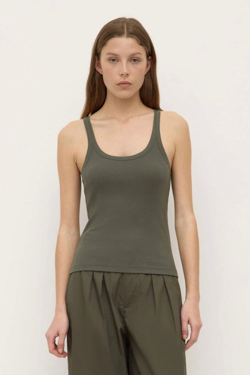 Charlie Rib Tank Moss