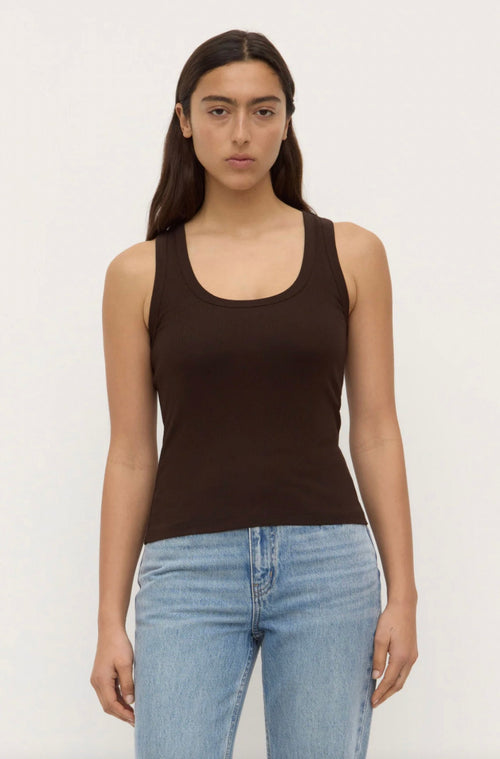 Robyn Scoop Neck Rib Tank Ganache