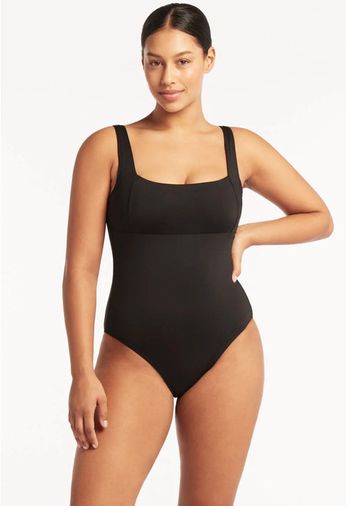 Essentials Square Neck One Piece Black