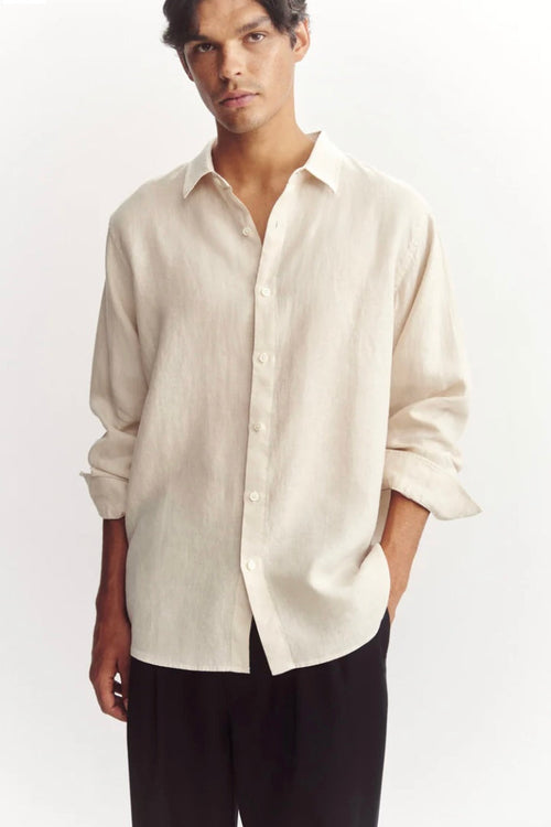 Everyday Mens Linen LS Shirt Limestone