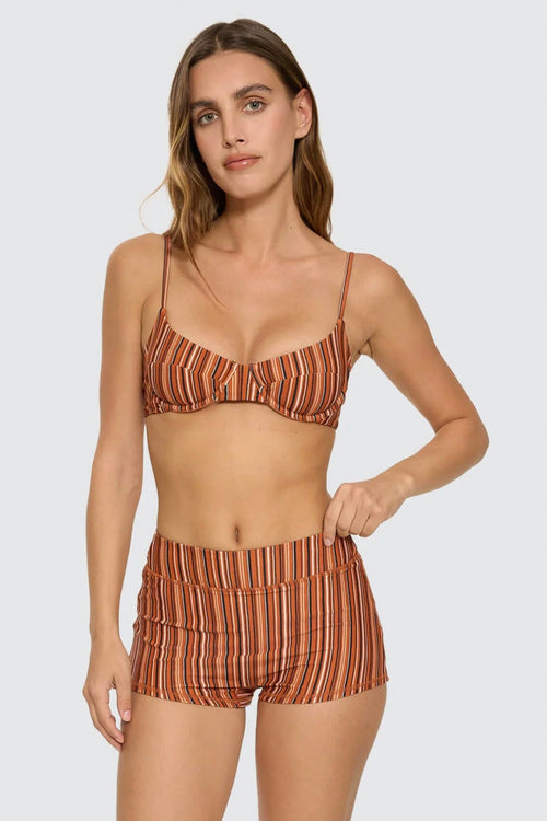 Aftersun Stripe Boy Leg Bikini Bottom Burnt Orange