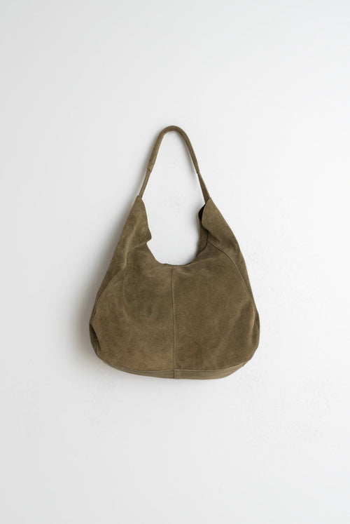 Suede Slouch Bag Khaki