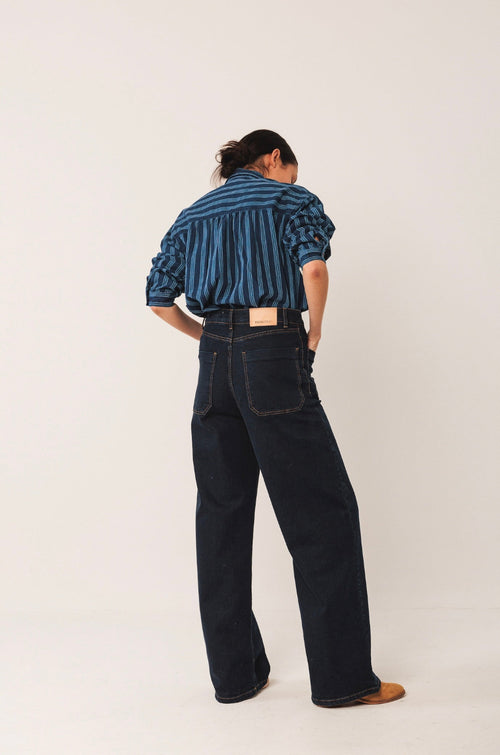 Stripped Cotton Shirt Indigo