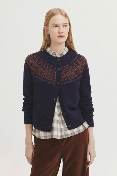 Greca Jacquard Jacket In Wool Navy