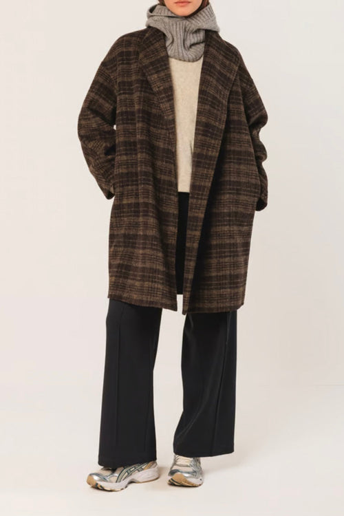 Plaid Wool Coat Khaki