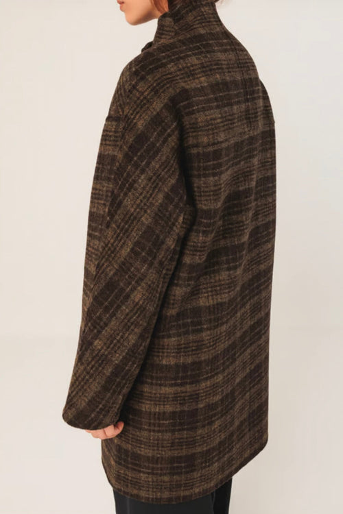Plaid Wool Coat Khaki