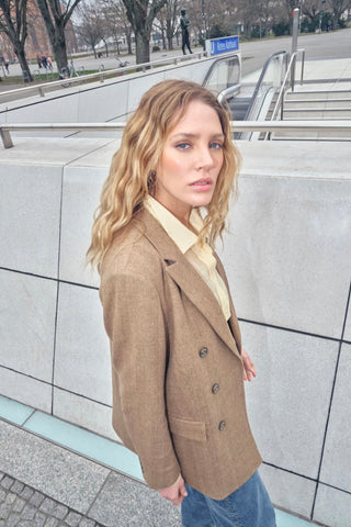 Cotton Cable Knit Jacket Khaki