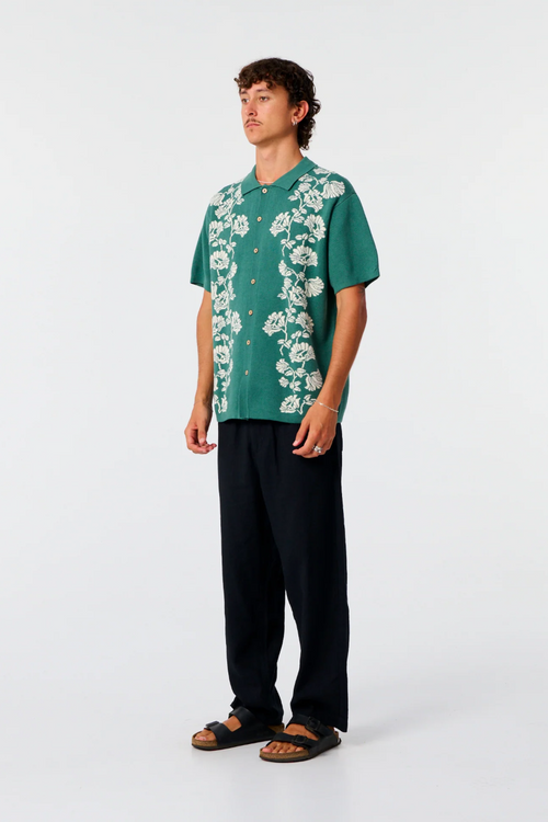 Peaceflower Knit Shirt Dusty Green