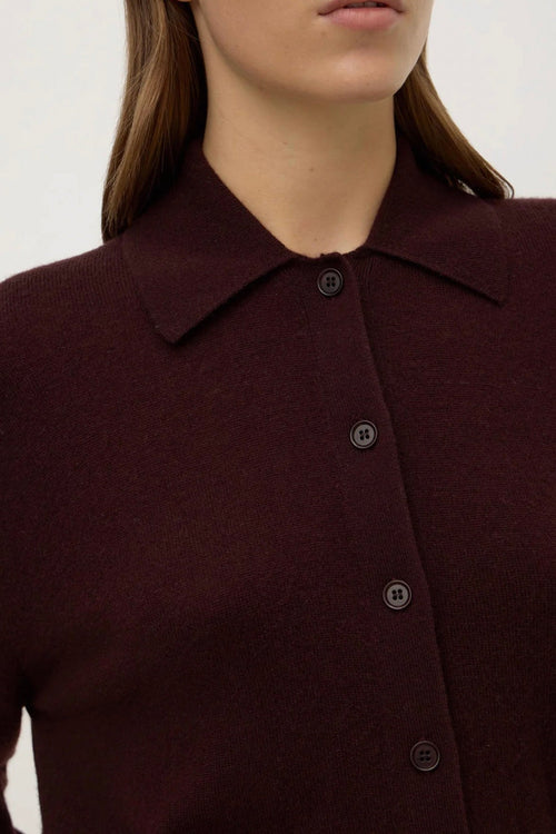 Wool Cashmere Knit Cardigan Dark Merlot