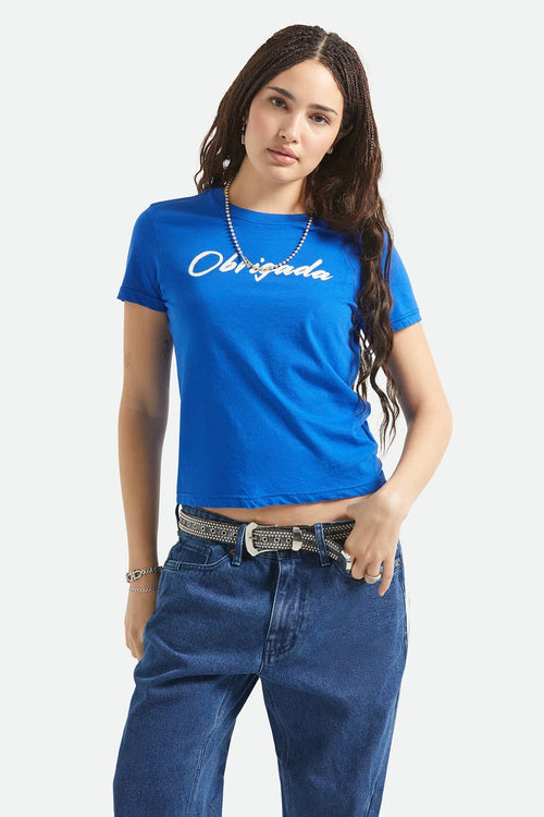 Thank You Silm Crew Tee Sunrise Blue