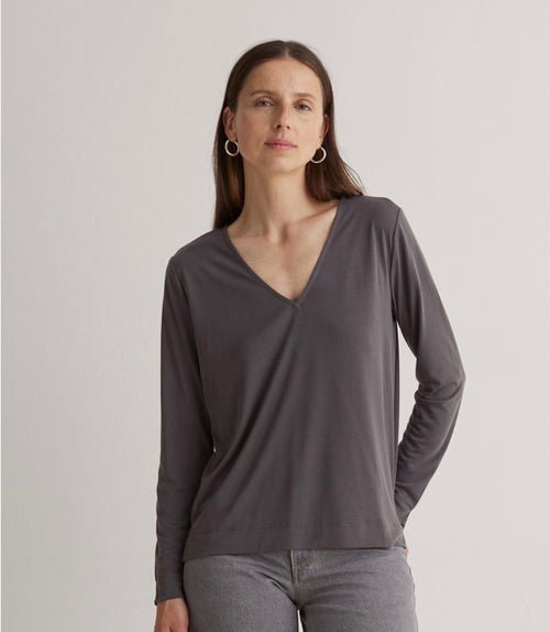 T-Shirt Baggy V-Neck Plomo