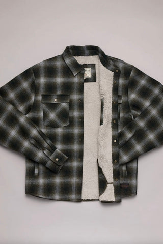 Bowery Quilted Flannel Wood Smoke Black