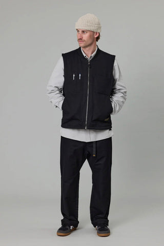 Bowery Quilted Flannel Wood Smoke Black