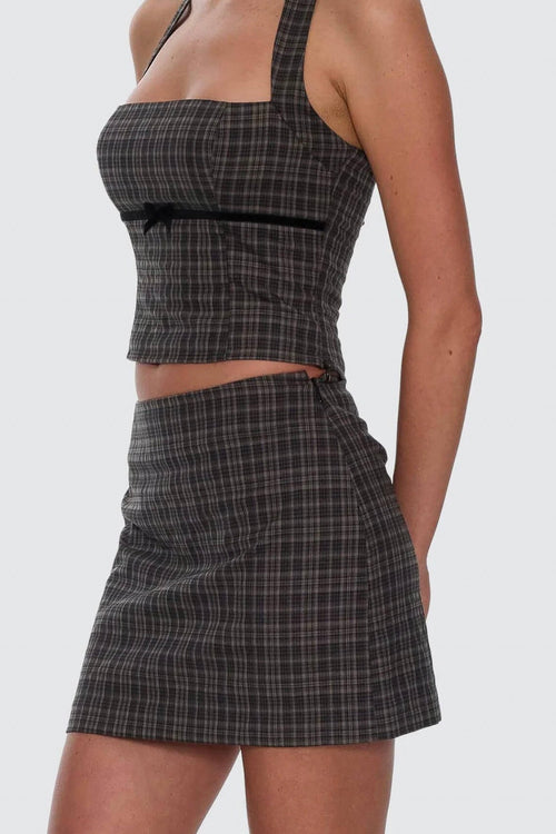 Devyn Check Mini Skirt Tarmac