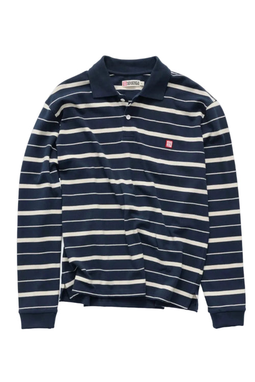 Stripe LS Polo Navy Natural
