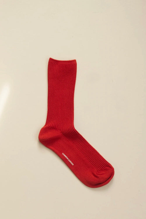 Cotton 2x2 Rib Socks Rust