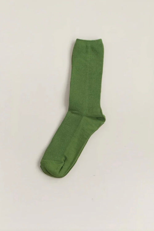 Common Garden Cotton Fine Rib Socks Grass Green