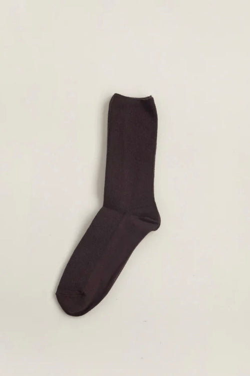 Common Garden Cotton Fine Rib Socks Espresso Brown