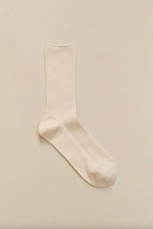 Cotton 2x2 Rib Socks Cream