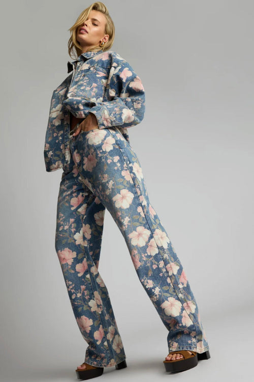 Straight Leg Floral Cobaine Blue