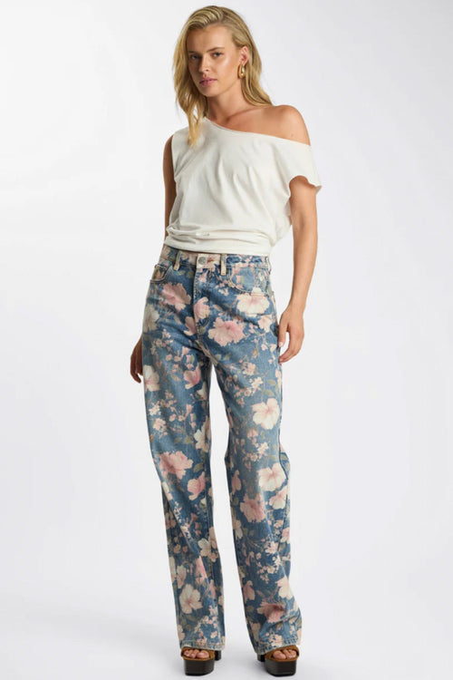 Straight Leg Floral Cobaine Blue