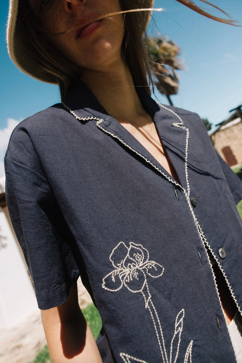 Orchid Embroidered Shirt Marine