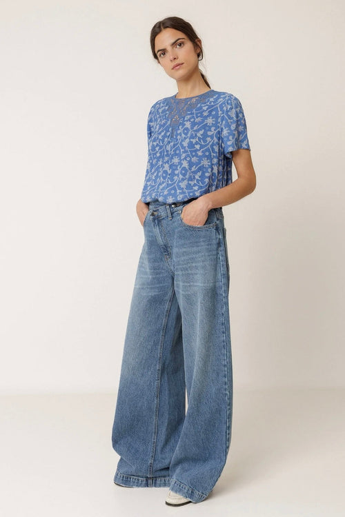 Botanical Lace Blouse Blue