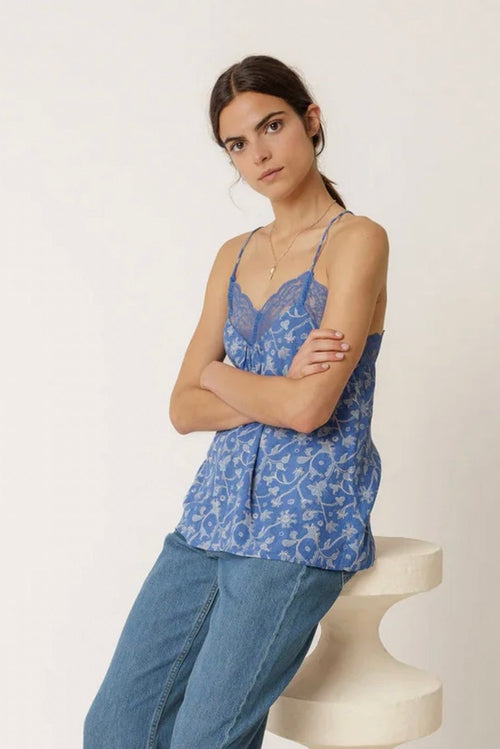 Slip Top With Lace Blue