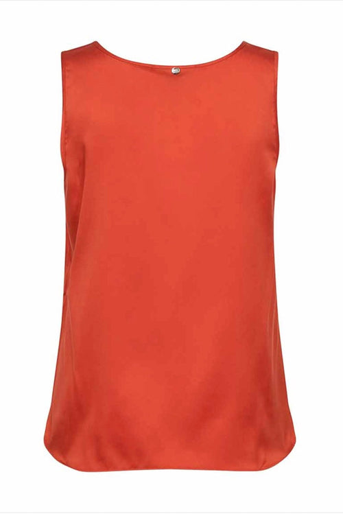 Astrid V-Neck Silk Tank Top Spicy Orange