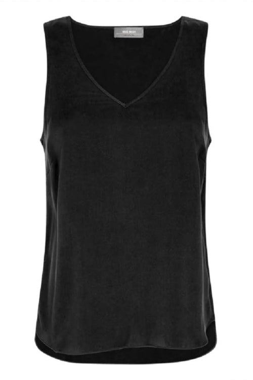 Astrid V-Neck Silk Tank Top Black