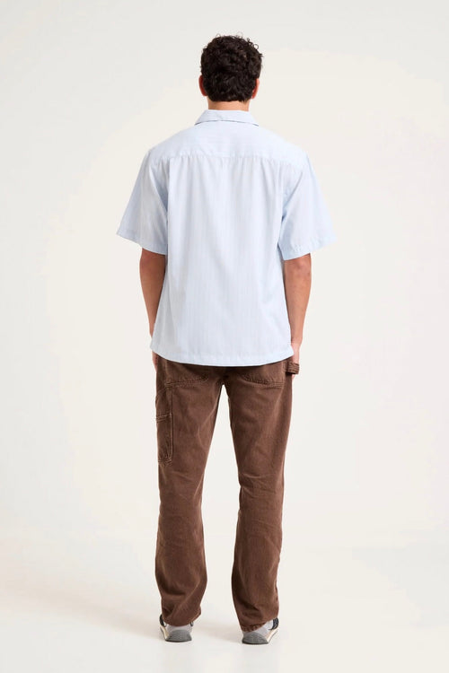 Business Stripe Bowler Shirt Light Blue