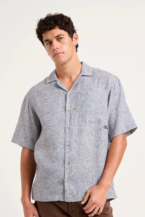 Pattern Bowler Shirt Blue