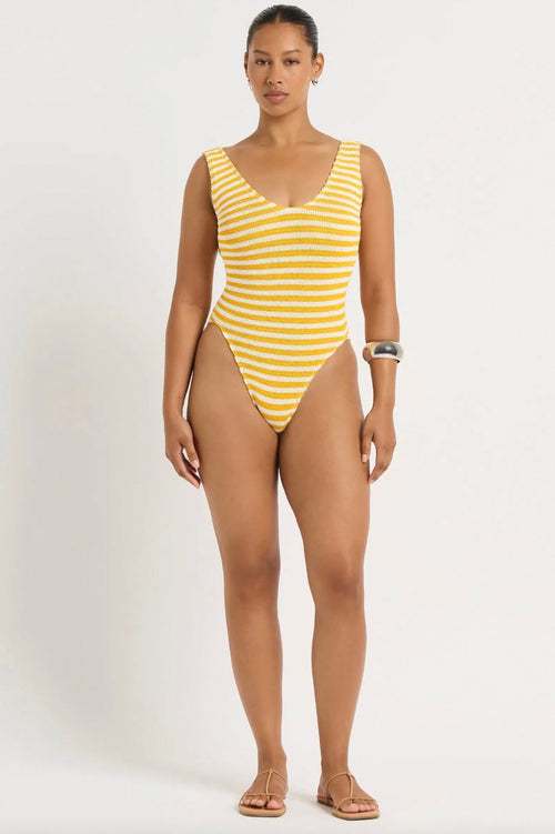 Mara One Piece Saffron Dot Stripe