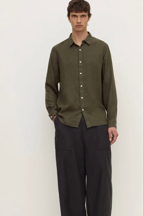 Everyday Linen Shirt Dark Military
