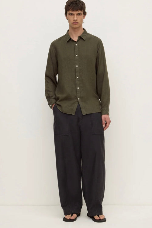 Everyday Linen Shirt Dark Military