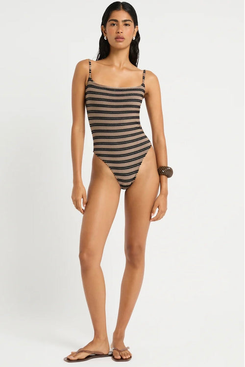 Nia One Piece Black/ Sandstone Terry
