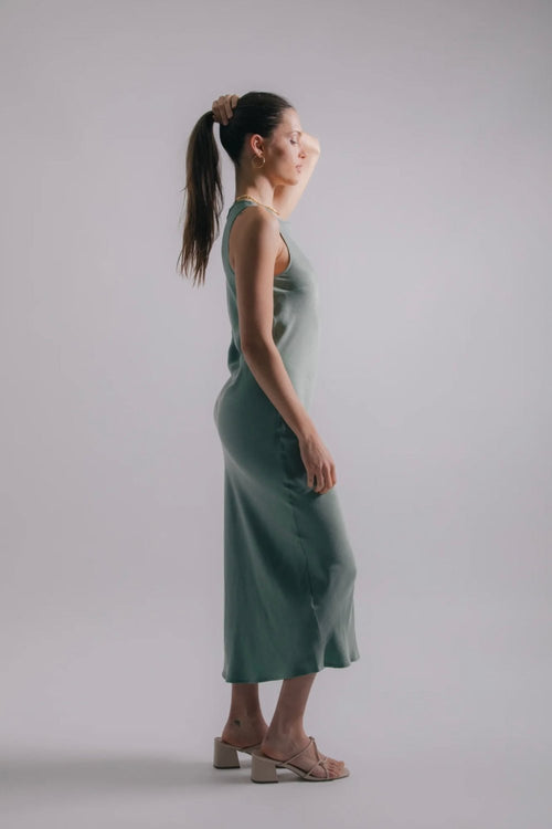 Indigo Slip Dress Green Smoke